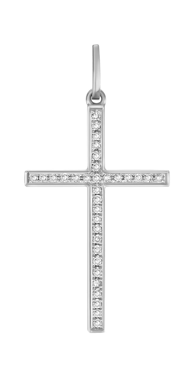 Женский декоративный крестик из белого золота MIUZ Diamonds J01-33583-W с бриллиантами