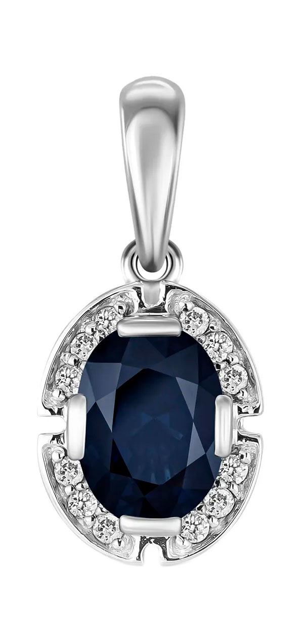 Подвеска из белого золота MIUZ Diamonds P01-33621-SA с сапфиром, бриллиантами