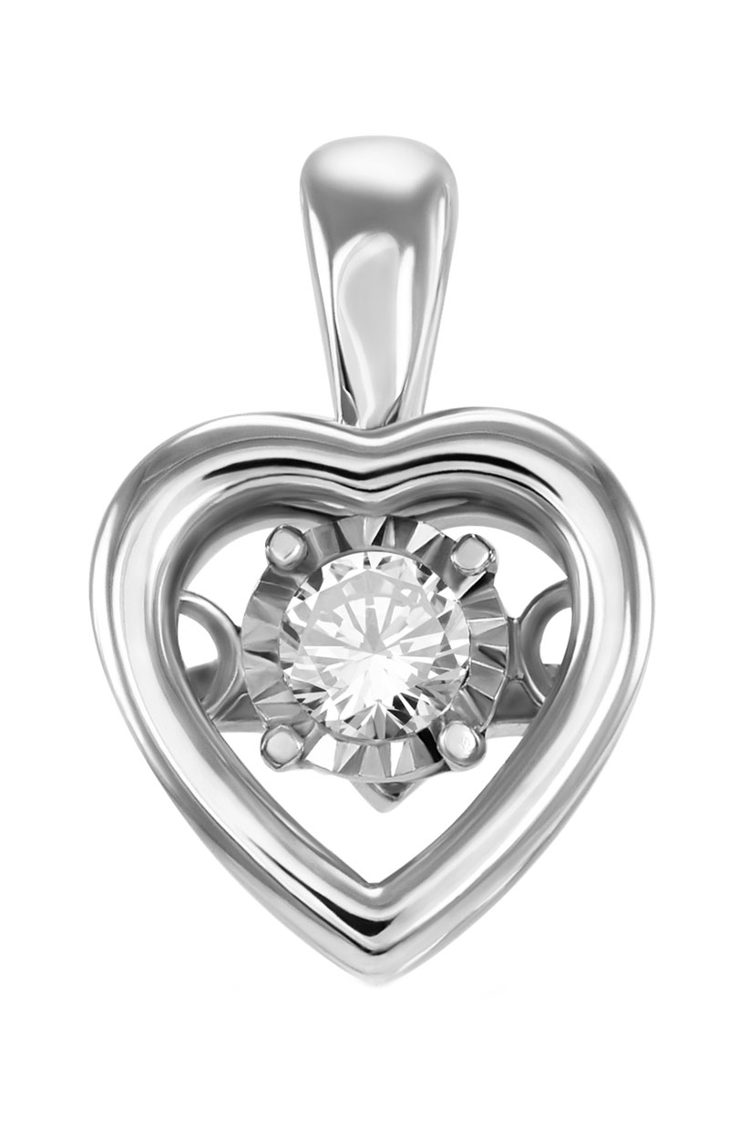 Подвеска из белого золота MIUZ Diamonds P01-33648-W с ''танцующим'' бриллиантом