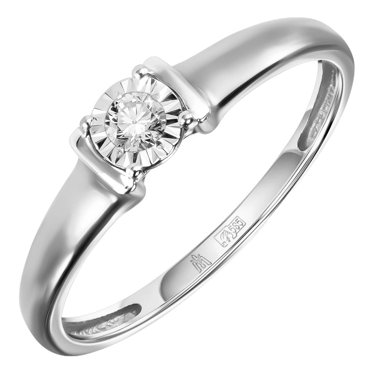 Помолвочное кольцо из белого золота Лукас R01-D-L-PL-35013-w с бриллиантом