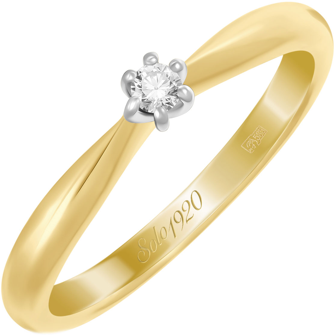 Золотое помолвочное кольцо MIUZ Diamonds R01-SOL127-005-G2 с бриллиантом