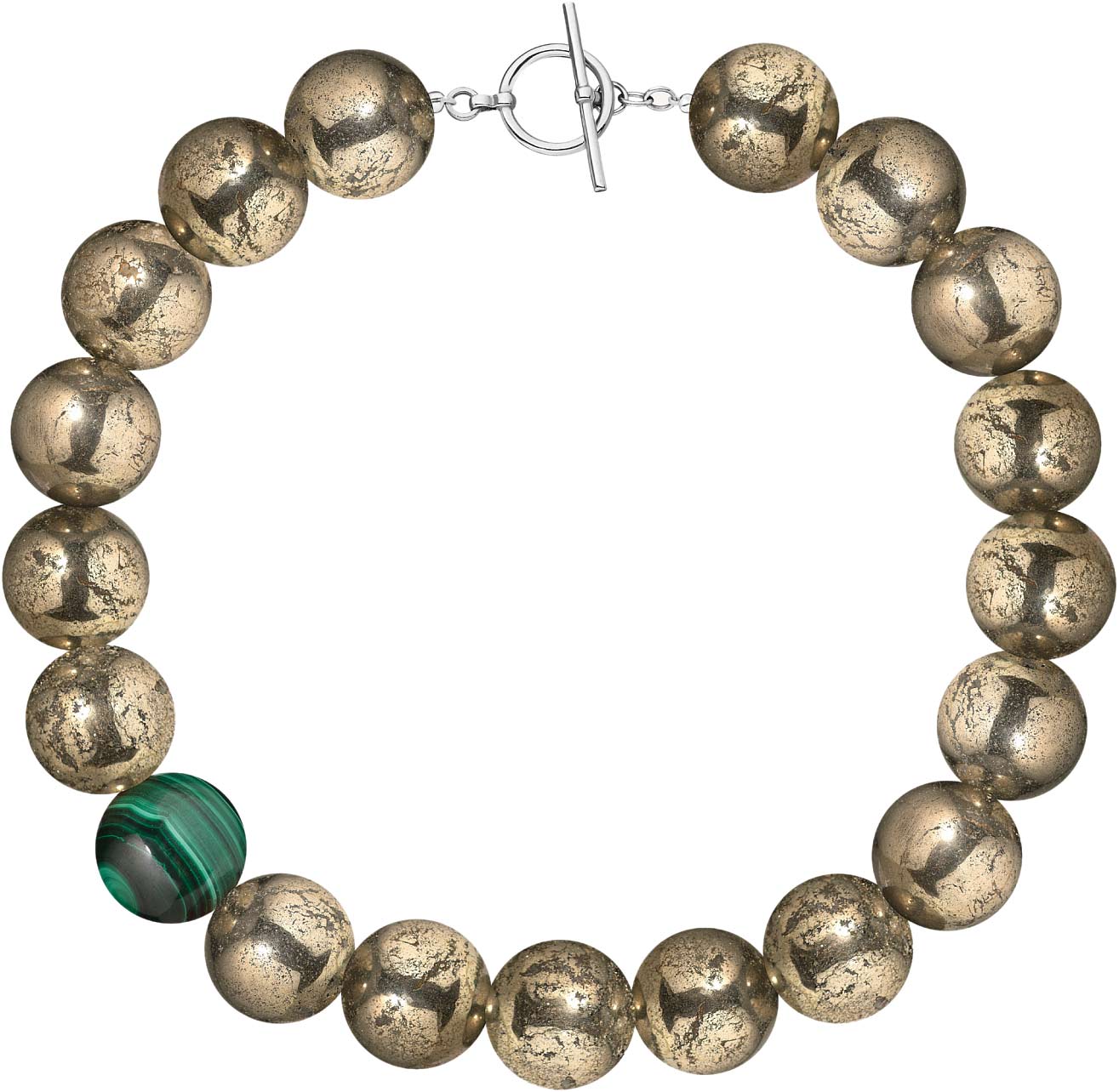 Бусы Moonka crt-111yg-bd00-prt с пиритом, малахитом