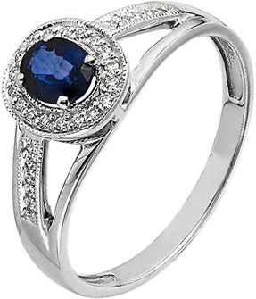 Серебряное кольцо Национальное Достояние 01-0264/0GTS-00-nd с сапфиром, фианитами