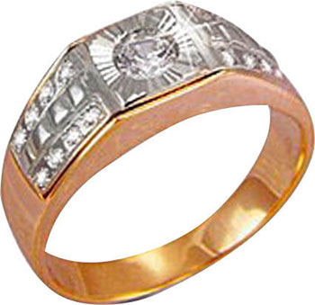 Мужская золотая печатка перстень Национальное Достояние 60608A-nd с фианитами