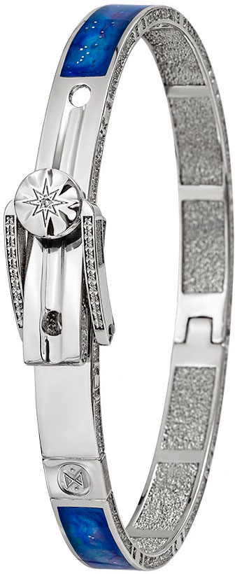 Серебряный жесткий браслет Ника 3985.1.9.02 Созвездие с эмалью и с бриллиантами