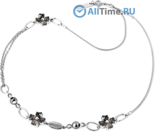 Серебряное колье цепь с подвесками Nina Ricci NR-70187601115048 с кубическим цирконием, жемчугом