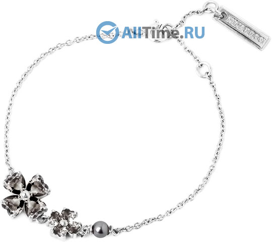 Серебряный браслет цепь Nina Ricci NR-70187651115190 с кубическим цирконием, жемчугом