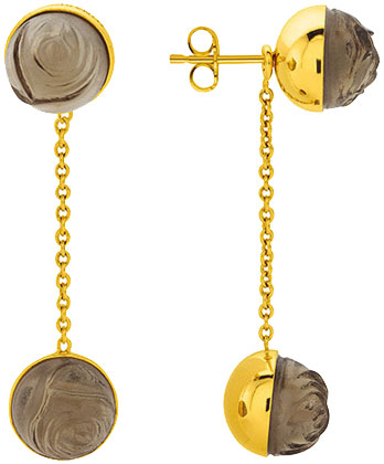 Стальные длинные серьги шарики Nina Ricci NR-70223620116000 с ювелирным стеклом