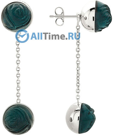 Серебряные длинные серьги шарики Nina Ricci NR-70223621102000 с ювелирным стеклом