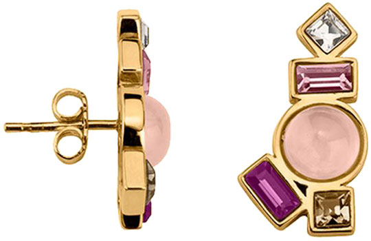 Стальные серьги-пусеты (гвоздики) Nina Ricci NR-70232900110000 с кварцем, ювелирным стеклом
