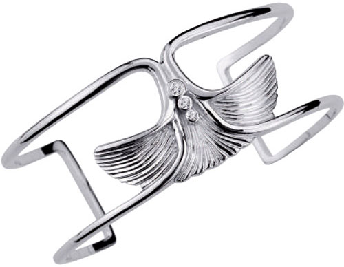 Широкий серебряный жесткий браслет Nina Ricci NR-70248581108060 с кубическим цирконием