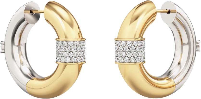 Серьги кольца конго Nouvelle Mode 6MJ544 с фианитами