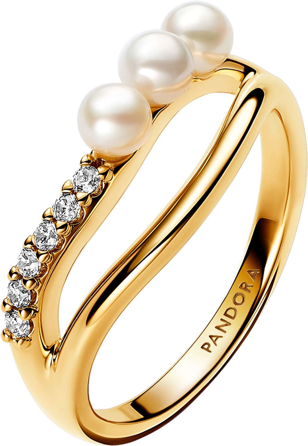 Кольцо PANDORA 163258C01 c жемчугом, фианитом