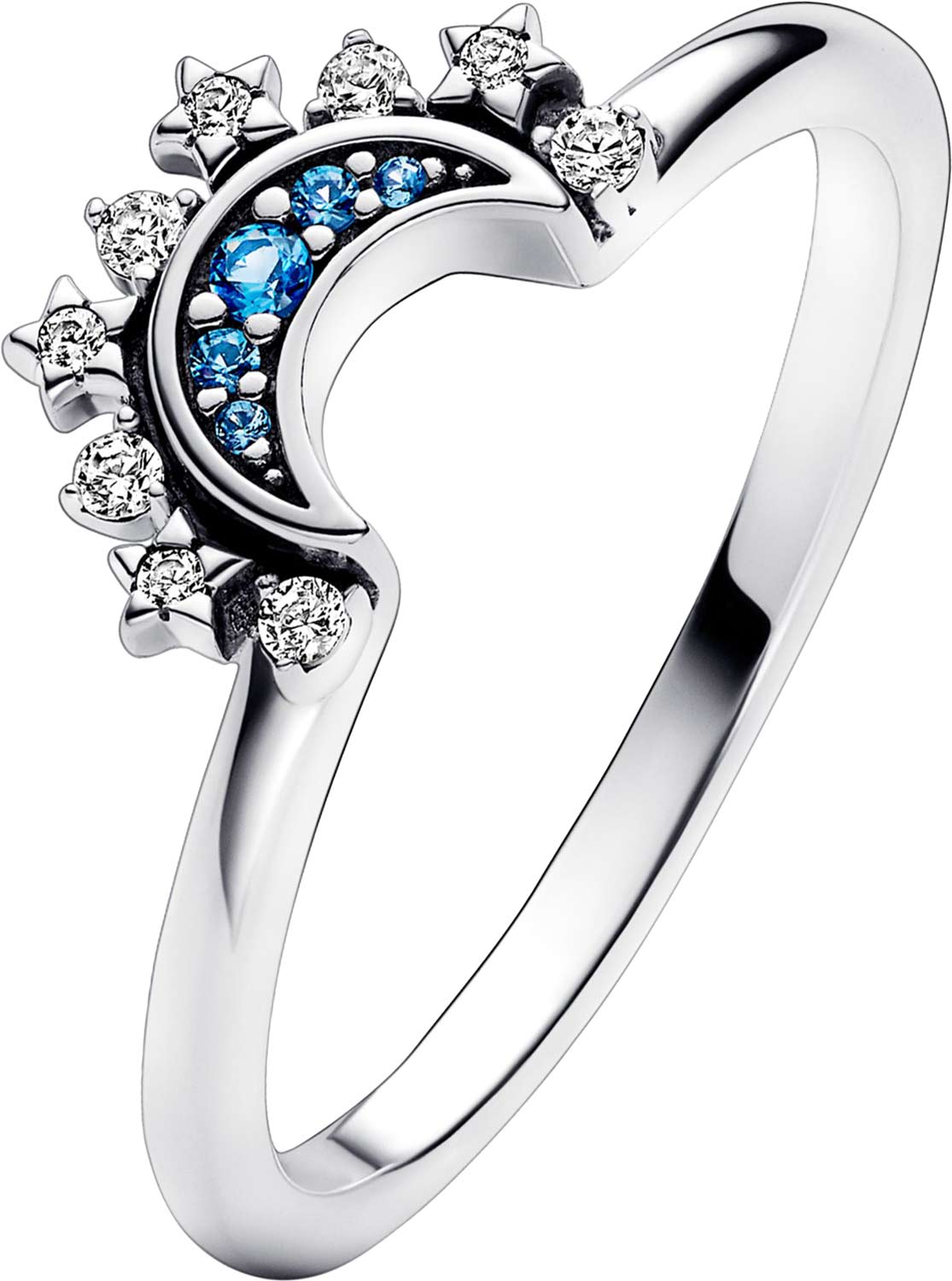 Серебряное кольцо ''Луна и звезды'' PANDORA 192675C01 с кристаллами, фианитами