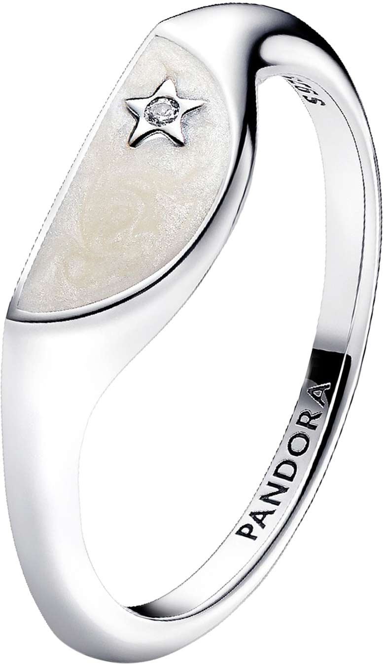 Женская серебряная печатка PANDORA 193325C01 с эмалью, фианитом