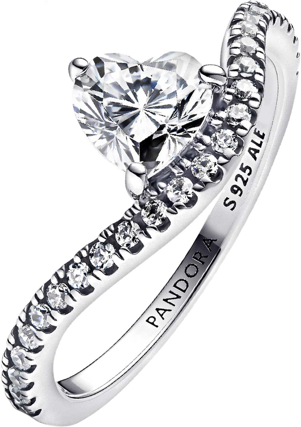 Серебряное кольцо ''Волна любви'' PANDORA Timeless 193661C01 с фианитами