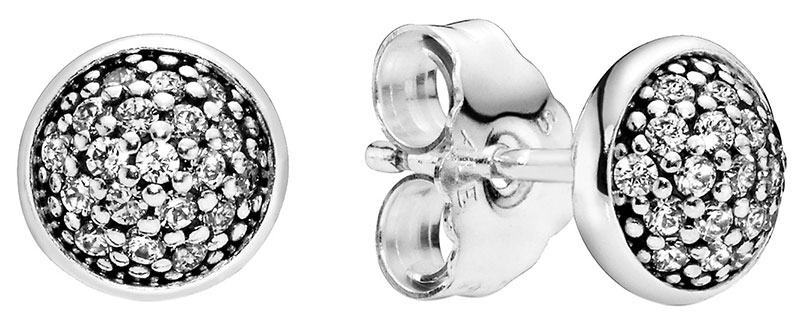 Серебряные серьги пусеты-гвоздики круглые PANDORA 290726CZ с кубическим цирконием