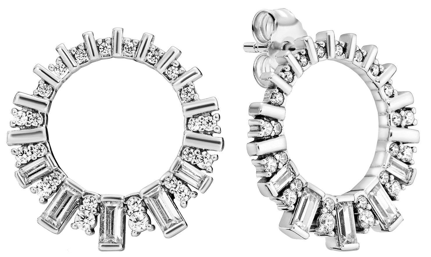 Серебряные серьги круглые PANDORA 297545CZ с кубическим цирконием