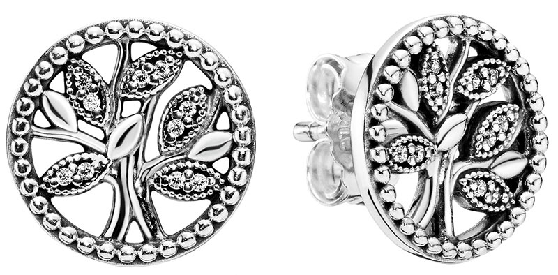 Серебряные серьги пусеты-гвоздики круглые PANDORA 297843CZ с кубическим цирконием