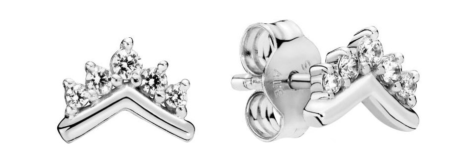 Серебряные серьги пусеты-гвоздики ''Корона'' PANDORA 298274CZ с кубическим цирконием