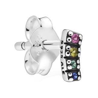 Серебряная моносерьга ''Радуга'' PANDORA 298547C01 с кристаллами