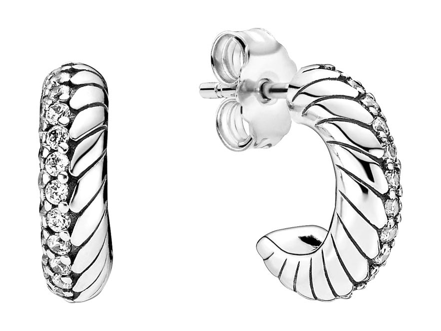 Серебряные серьги полукольца ''Змейка Pandora'' PANDORA 299091C01 с фианитами