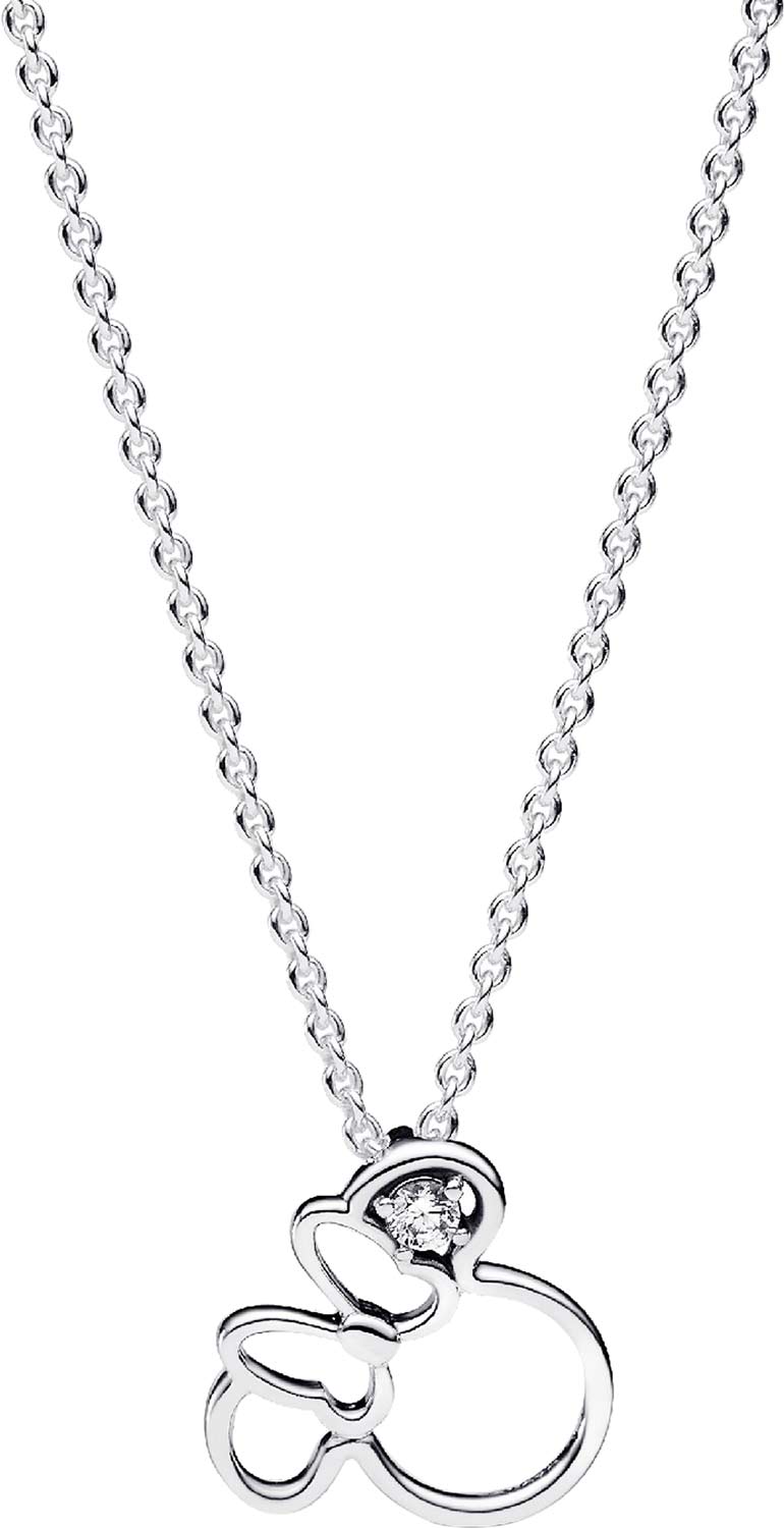 Серебряная подвеска на цепочке ''Минни Маус'' PANDORA Disney 393187C01 с фианитом