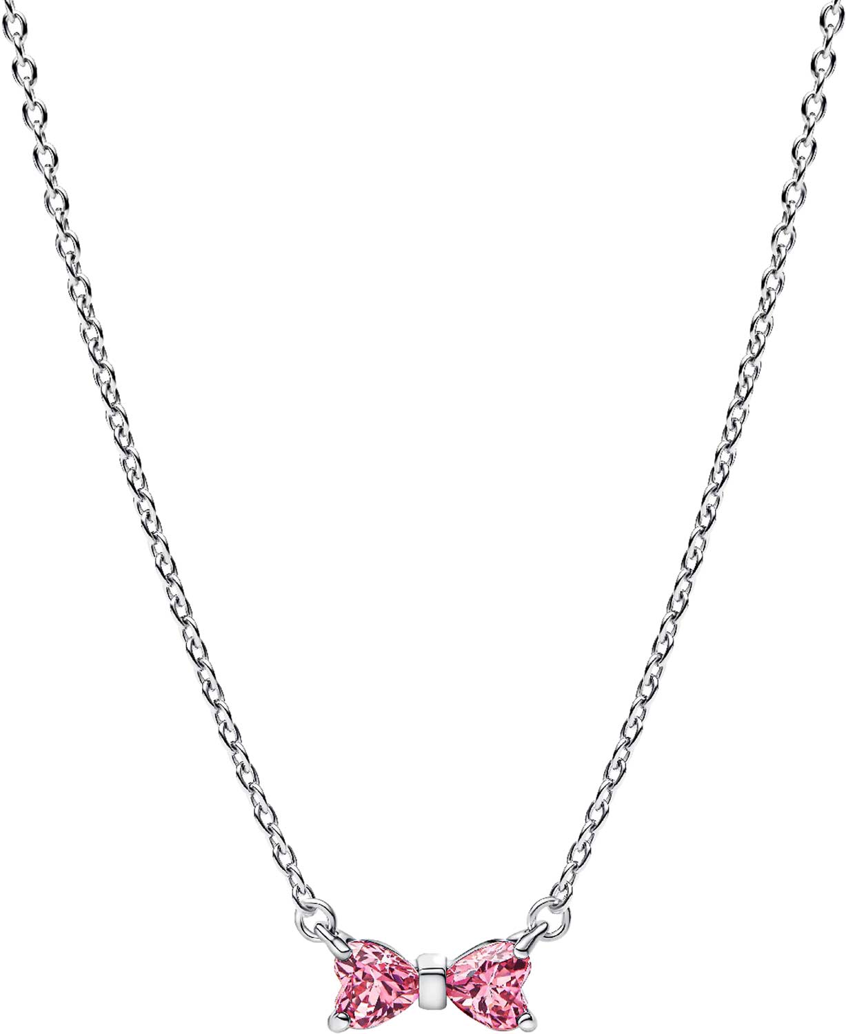 Серебряная подвеска на цепочке ''Розовый бант'' PANDORA Timeless 394235C01 с фианитами