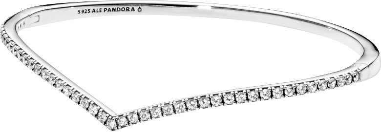 Серебряный жесткий браслет PANDORA 597837CZ с кубическим цирконием