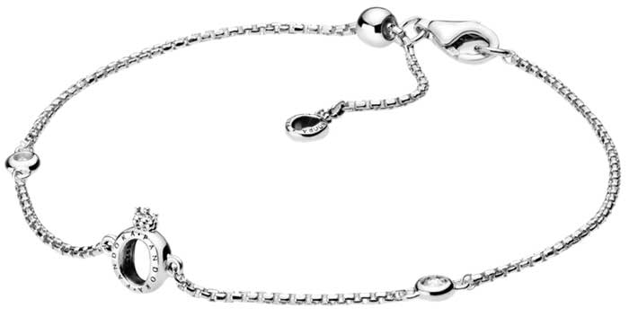 Серебряный браслет цепь PANDORA 598276CZ с кубическим цирконием