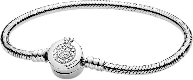 Серебряный браслет для шармов ''Корона О'' PANDORA 599046C01 с фианитами