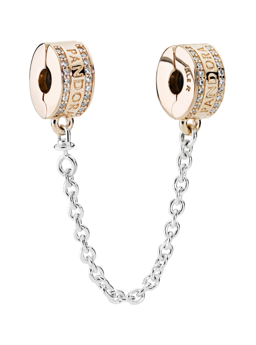 Серебряный шарм с цепочкой PANDORA 782057CZ с кубическим цирконием