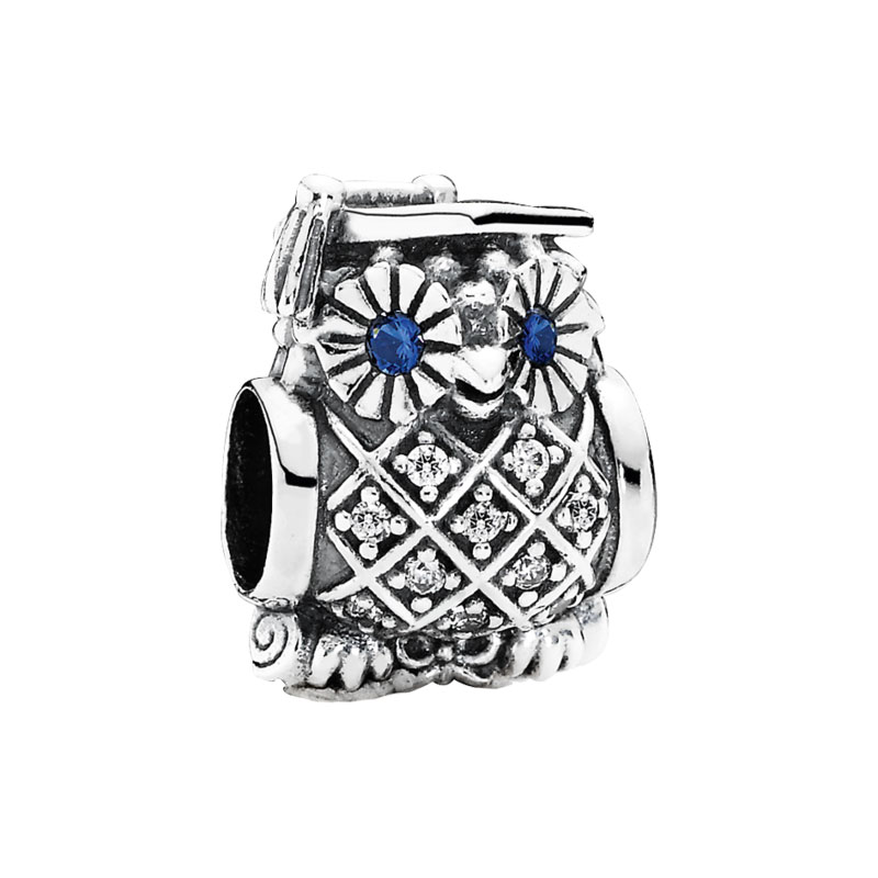 Серебряный шарм ''Сова'' PANDORA 791502NSB с кубическим цирконием