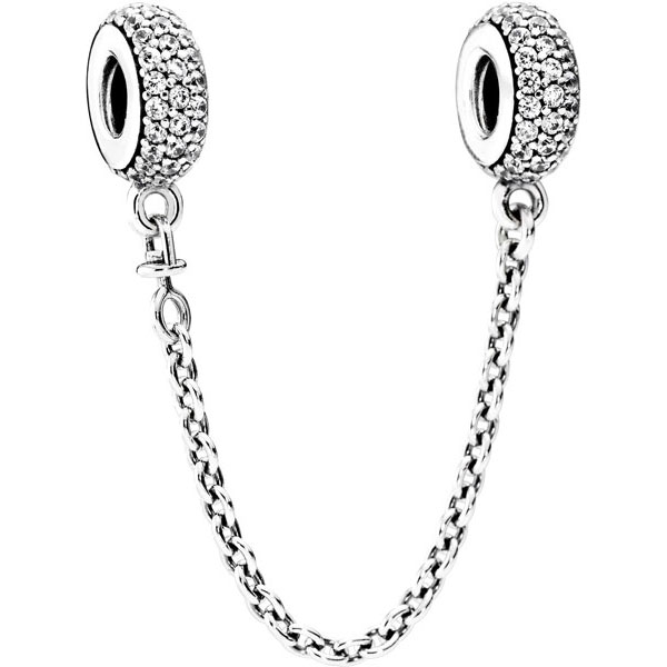 Серебряный шарм с цепочкой PANDORA 791736CZ с кубическим цирконием