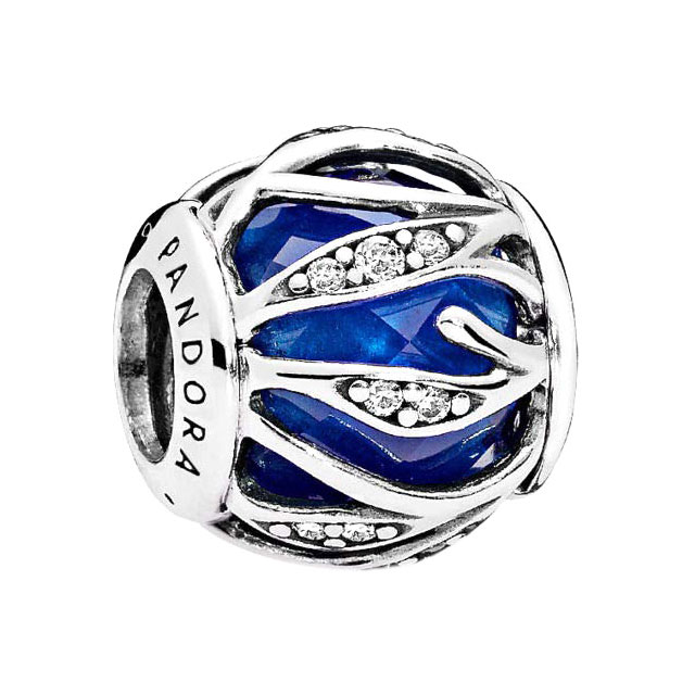 Серебряный шарм PANDORA 791969NCB с синим кристаллом, кубическим цирконием