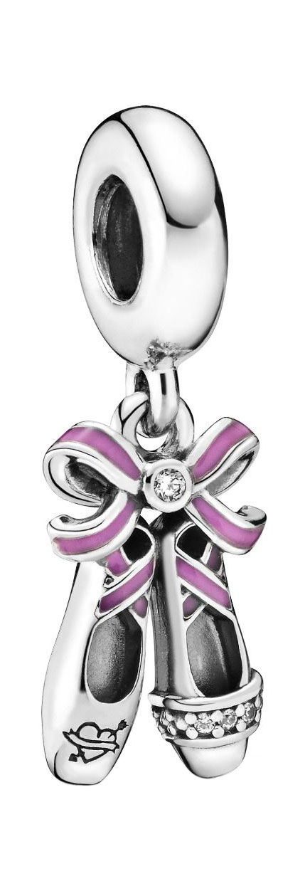 Серебряная подвеска-шарм ''Пуанты'' PANDORA 798339CZ с эмалью, кубическим цирконием