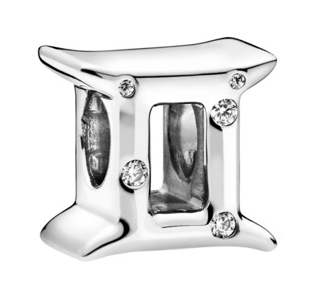 Серебряный шарм ''Знак зодиака Близнецы'' PANDORA 798428C01 с кубическим цирконием