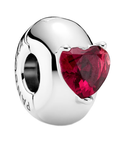 Серебряный шарм-клипса ''Красное сердце'' PANDORA 799203C01 с кристаллом