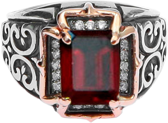 Серебряный перстень Persian KSZ085-GRANAT-CIRKON c гранатом, цирконом