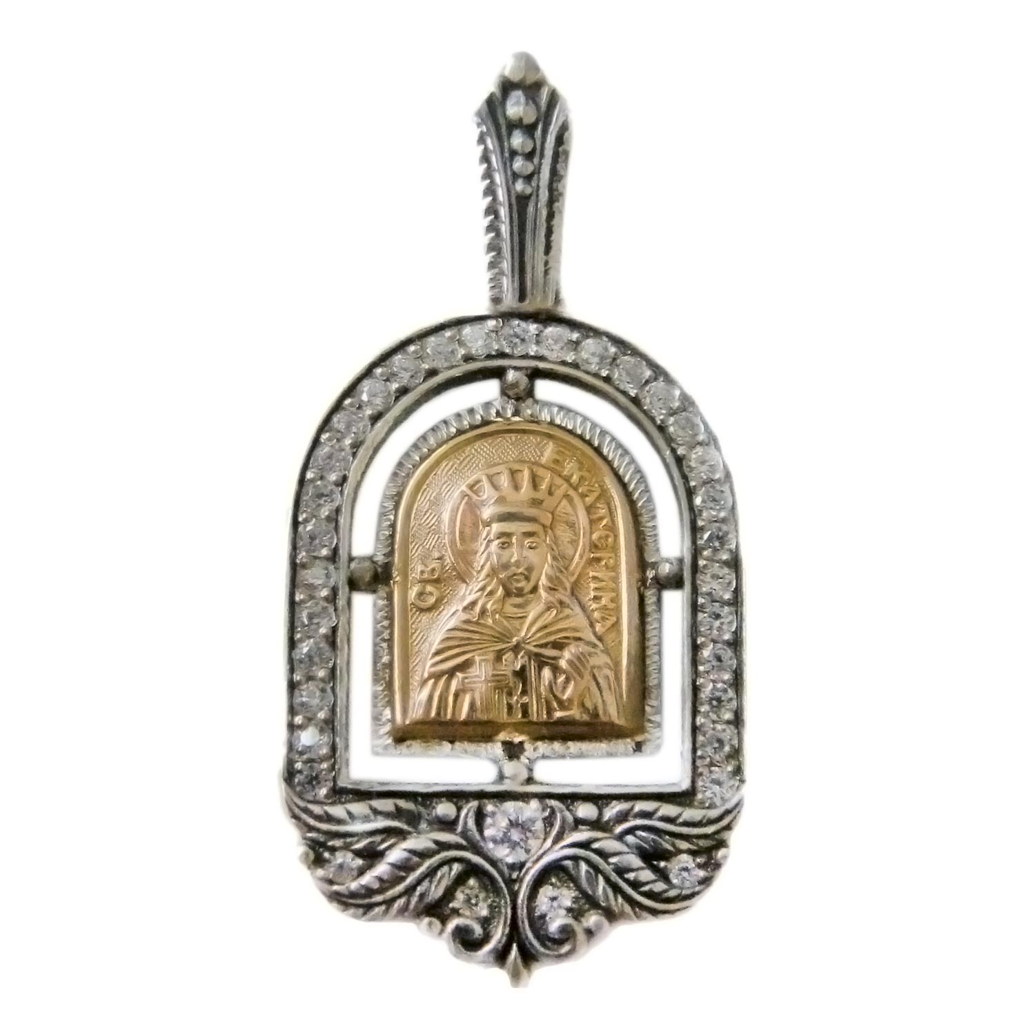 Серебряная иконка ''Екатерина'' Persian PSZ034-EKATARINA с цирконами