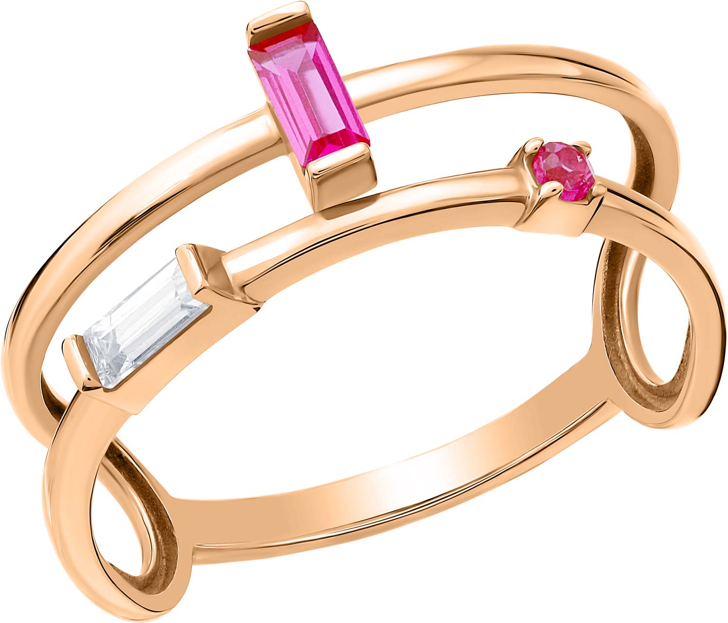 Золотое кольцо PIANO BGXR0025-r-white-pink с кубическим цирконием