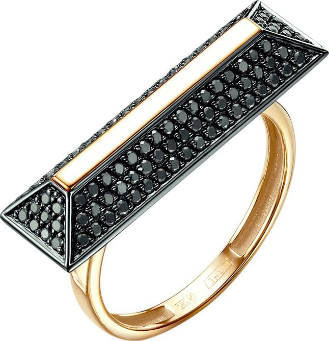 Женский золотой перстень Platika 1-0410504-305 с черными бриллиантами