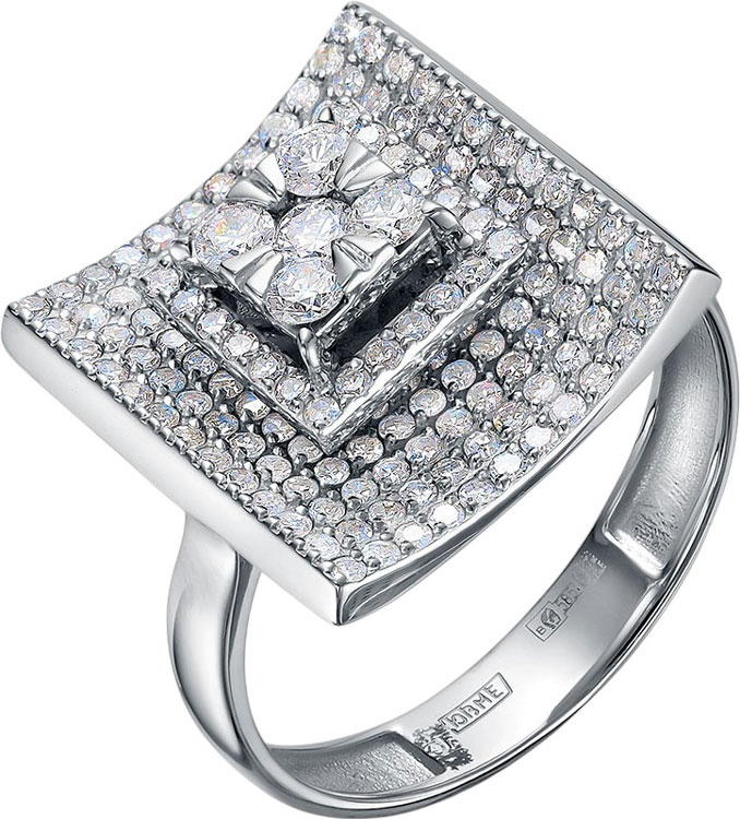 Женский перстень из белого золота Platika 1-1028504-201-17 с бриллиантами