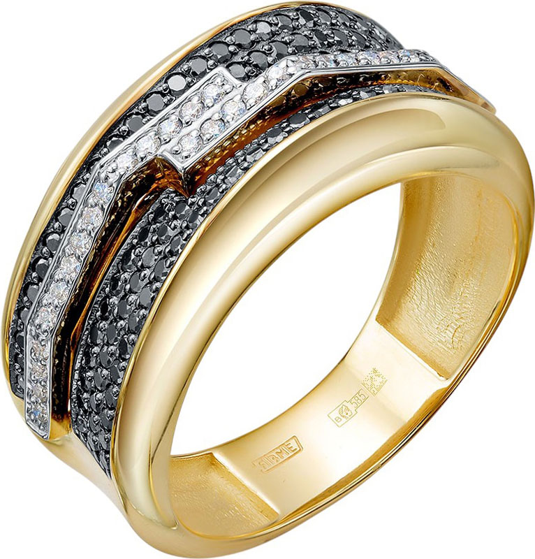 Золотое кольцо Platika 1-1061504-315 с бриллиантами, черными бриллиантами