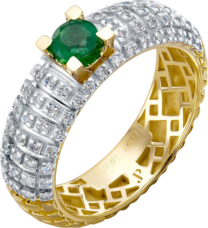 Золотое кольцо Platika 1-1305504-313 с бриллиантами, изумрудом