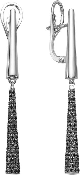 Серьги из белого золота с подвесками Platika 2-0585504-205 с черными бриллиантами