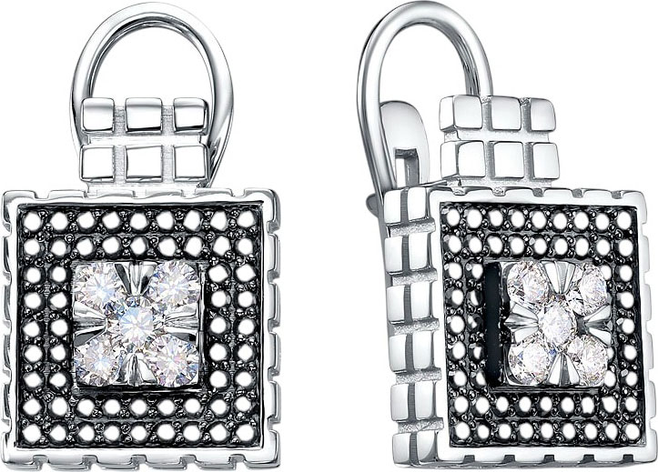 Серьги из белого золота Platika 2-0697504-215 с бриллиантами, черными бриллиантами