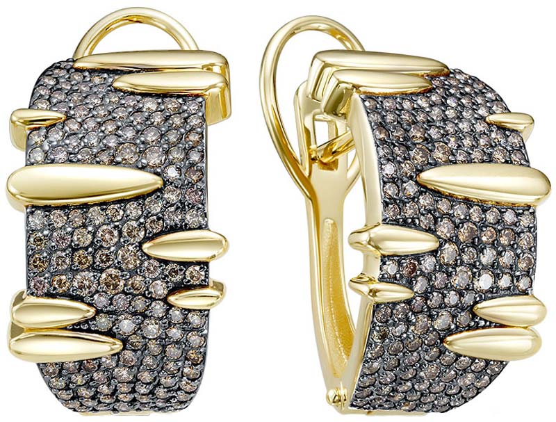 Золотые серьги Platika 2-1152504-307 с коньячными бриллиантами