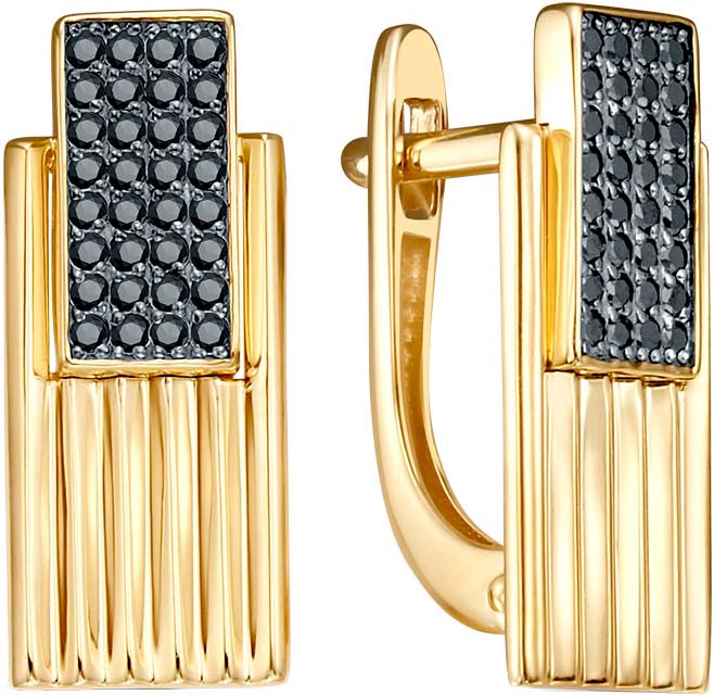 Золотые серьги Platika 2-1211504-305 с черными бриллиантами