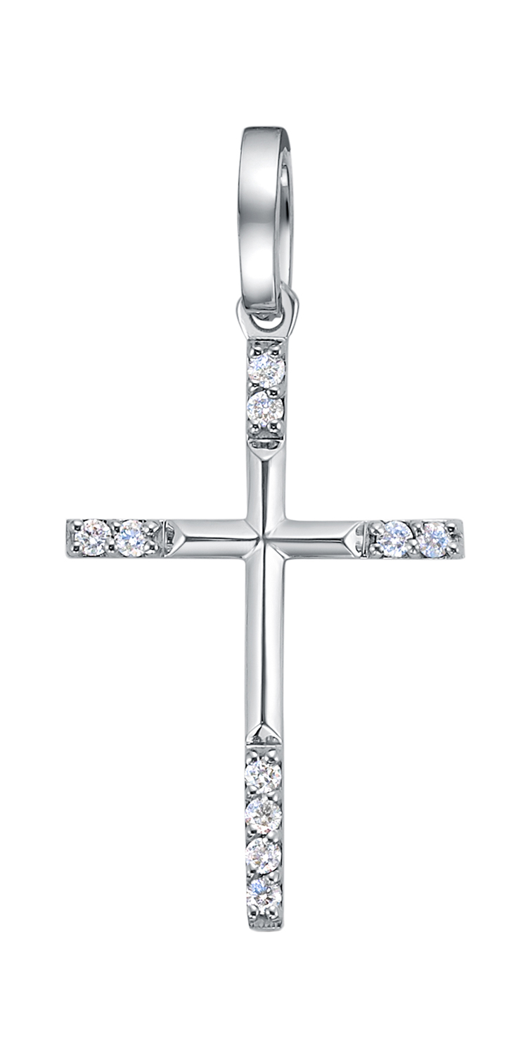Женский платиновый декоративный крестик Platika 3-0330-901 с бриллиантами
